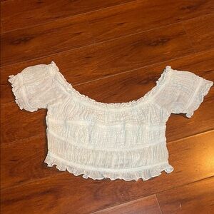 Free People Ivory Ruffled Crop Top